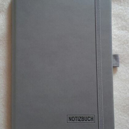Spitzen Notizbuch Hardcover PU Leder A5 dotted Tasche 3 Bänder plus Loop grau