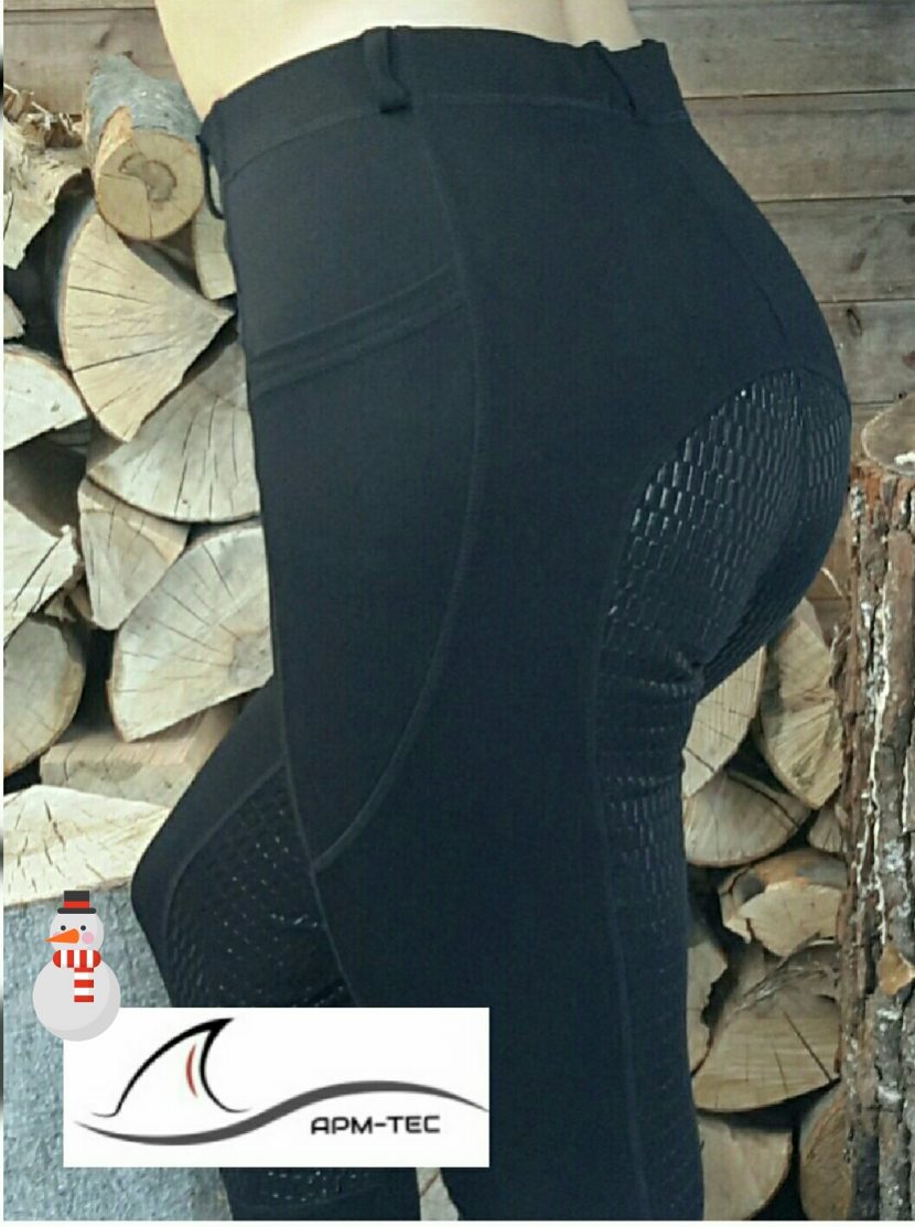 APM-TEC Winter Thermo Reitleggings Reithose Silikon Vollbesatz M/36 schwarz neues Modell