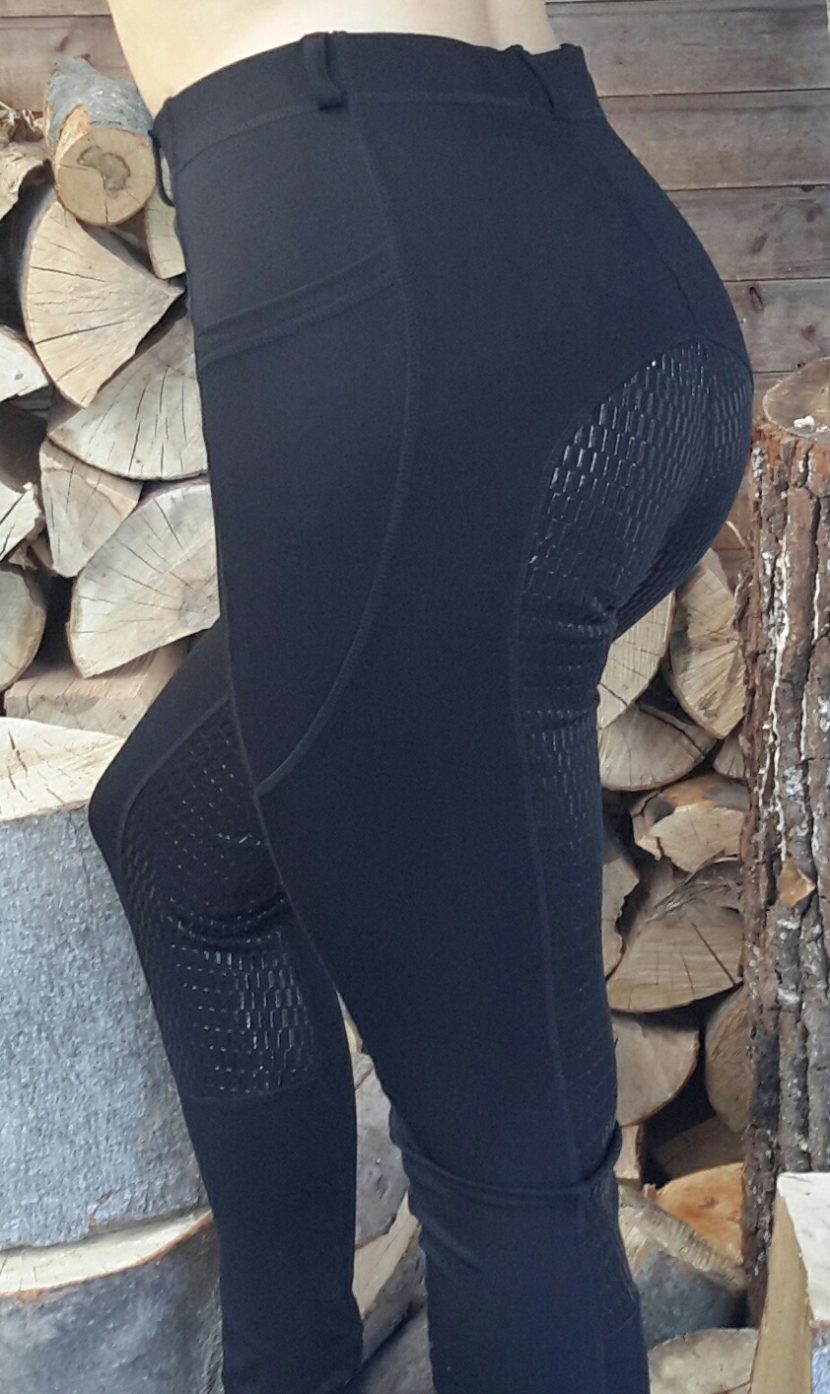 APM-TEC Reitleggings Reithose Silikon Vollbesatz L/38 schwarz neues Modell – Bild 3