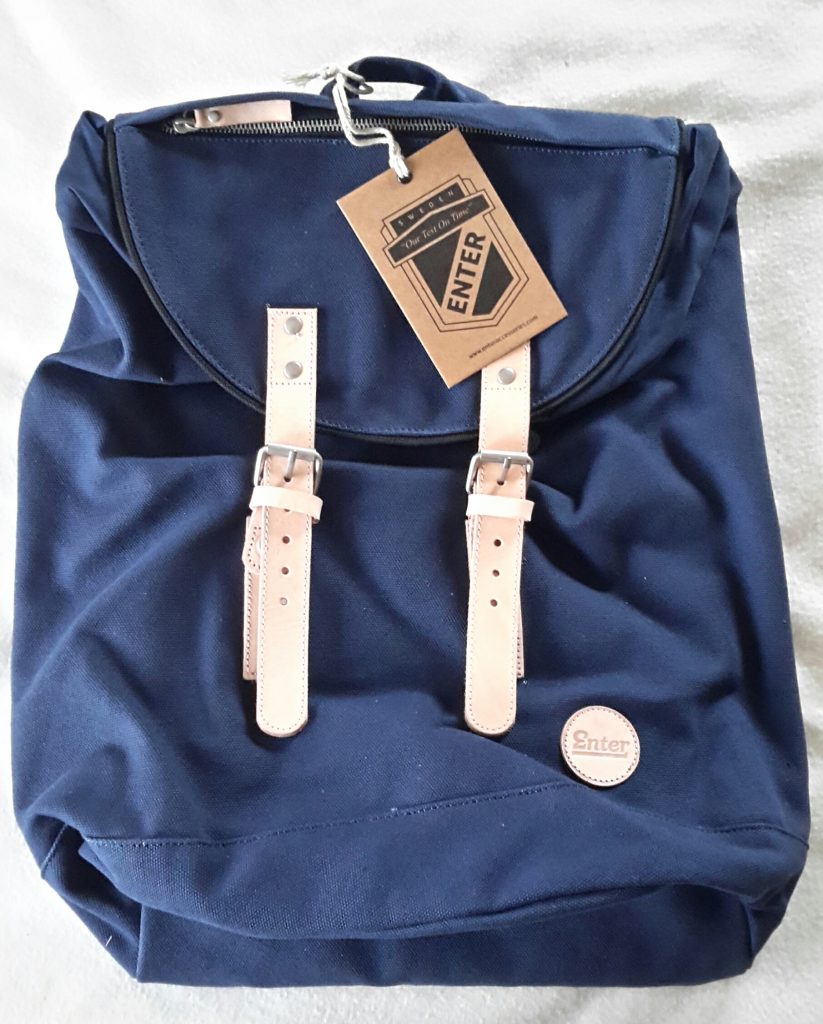 Rucksack Enter Day Hiker Backpack, Navy Blaur Natur Leder NEU – Bild 4