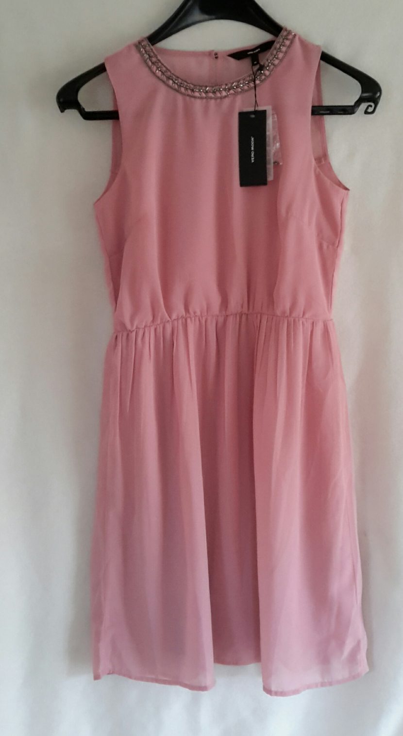 Vero Moda Kleid rosa mit Perlen an Ausschnitt Gr. M ca. 90cm NEU